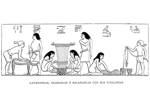 Ancient Egyptian Depiction Of Washerwomen, Weavers And Spinners With Their Watchers Coloring Page